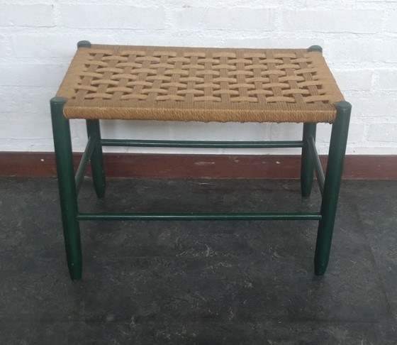 Image 1 of sgabello vintage in corda di carta intrecciata