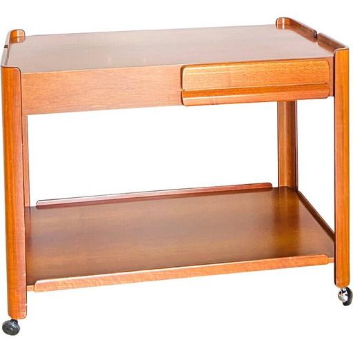 Mesa de centro vintage de nogal con dos cajones, Italia, 1970
