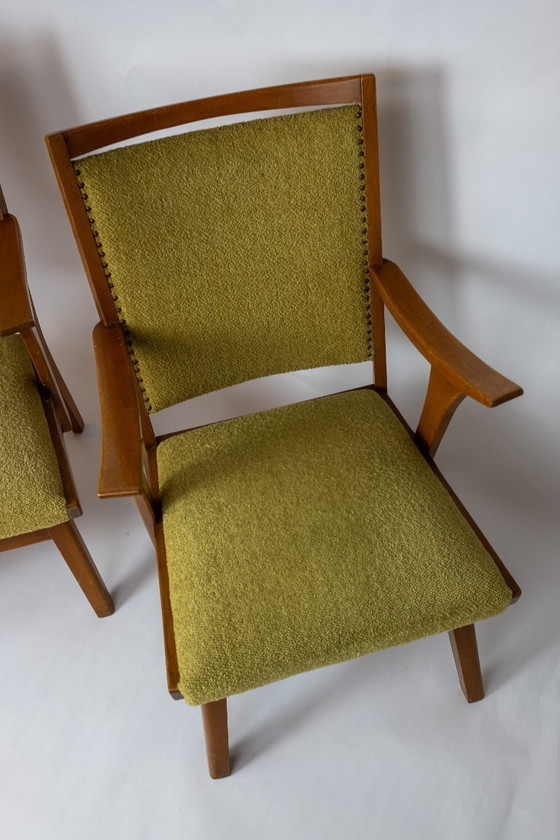 Image 1 of Ensemble de 2 fauteuils des années 1950 avec revêtement vert