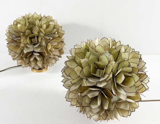 2er Set Tischlampen Lotuskugeln/Perlmutt von Rausch, Deutschland, 1960er Jahre