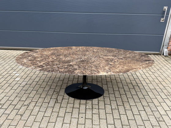 Image 1 of Original oval Knoll Tulip dining table (244cm) Emperador