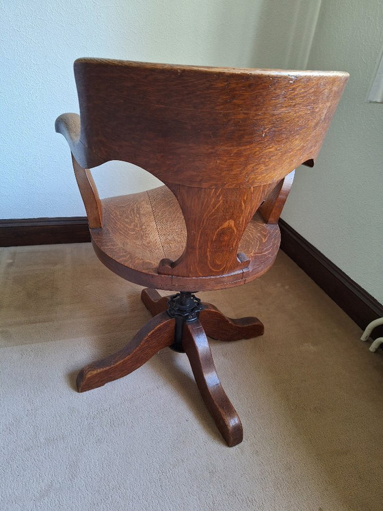 Antiker Bürostuhl – Drehstühle, Wood, Iron (photo 5 of 6)