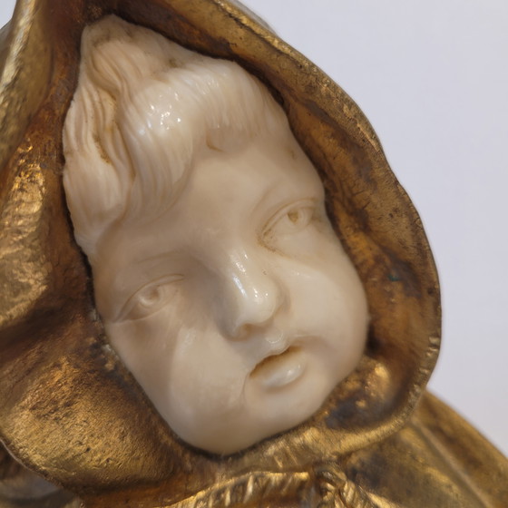 Image 1 of Busto en Crisoelefantina y Mármol, Siguiendo G. de Thouin, Circa 1900 - Francia
