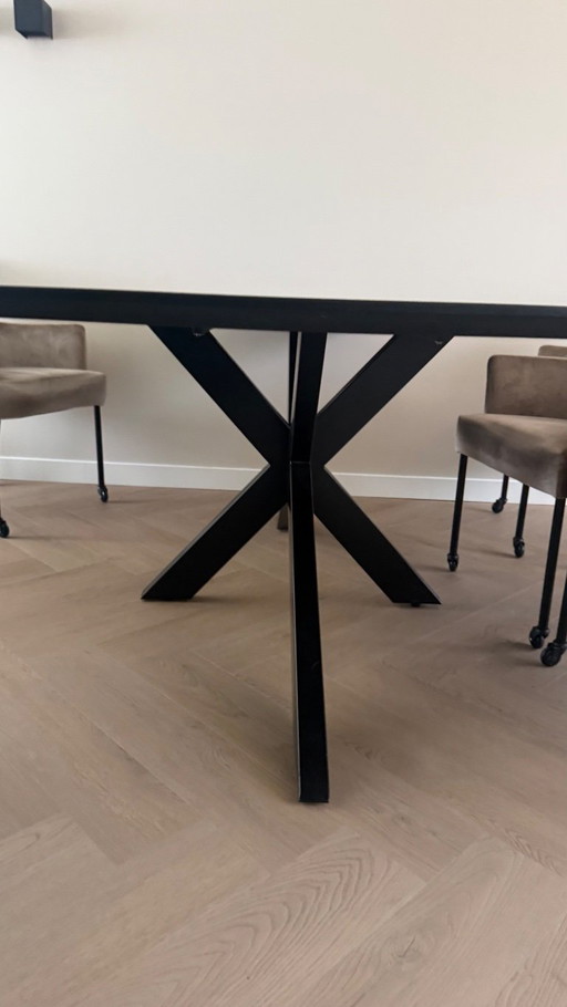 Beautiful Table 220x100 Steel Legs. 1 Year Old – eettafels, Mdf