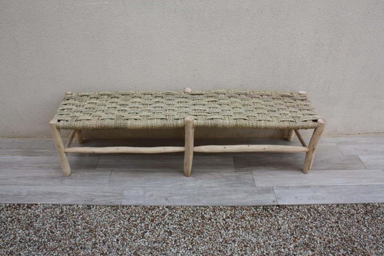 Image 1 of Marokkaanse citroenhouten bank - Geweven bank voor 1, 2 of 3 personen - 70 cm / 80 cm / 100 cm / 120 cm / 160 cm (3 opties)