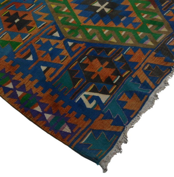 Tappeto Kilim anatolico vintage 325x165 cm – Grande tappeto geometrico colorato in lana tessuto a mano a (photo 7 of 10)