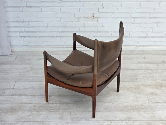 Anni '70, design danese di Kristian Vedel, Poltrona a schienale alto modello "Modus". – Poltrone, Leather (photo 14 of 21)