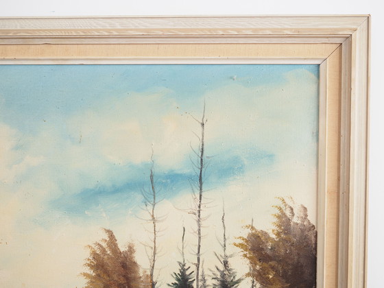 Image 1 of Tableau "L'étang d'automne", design scandinave, années 1970