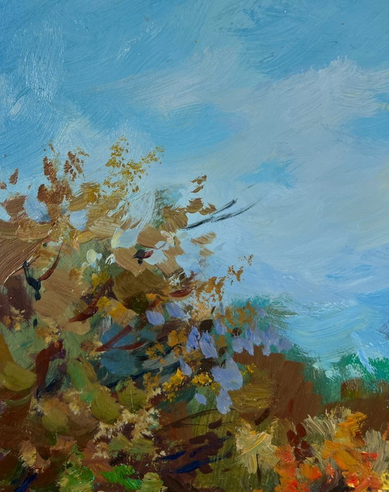 Image 1 of Original Oil Painting Summer Nature Landscape A walk in the forest