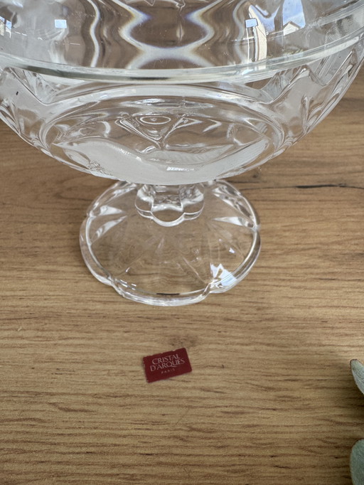 vintage kristallen snoepkom in de vorm van een vogel