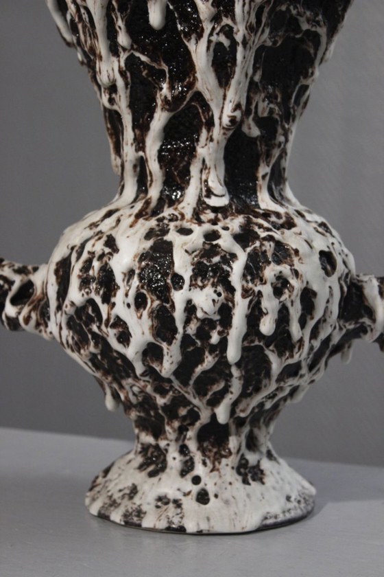 Image 1 of Marius Giuge a Vallauris - Vaso brutalista in ceramica smaltata con lava, anni '50