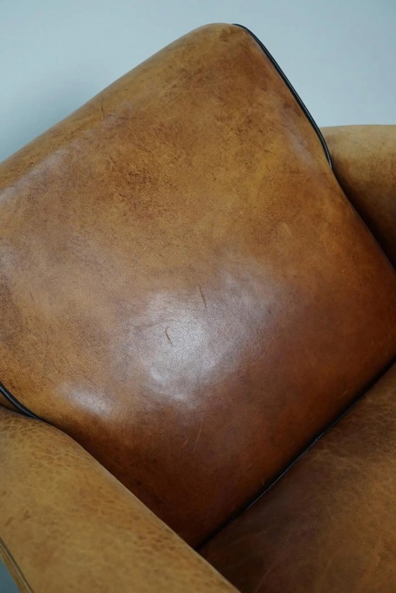 Image 1 of Vintage Nederlandse clubfauteuils van cognackleurig leer, set van 2