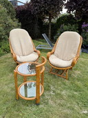 Set da salotto in rattan - due sedie e tavolino