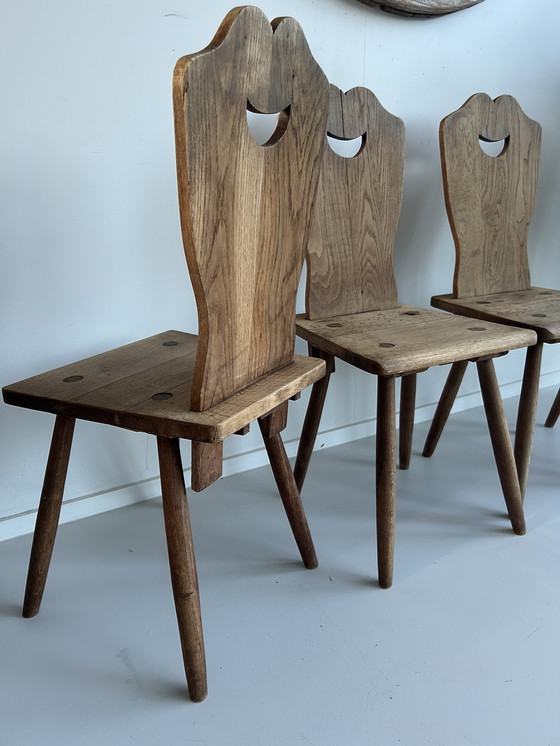 Image 1 of Set of four oak farm chairs