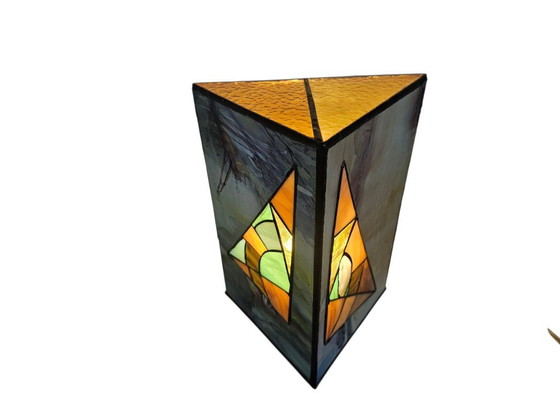 Image 1 of Tiffany table lamp - Sailboat - stained glass - 3rd quarter 20th century