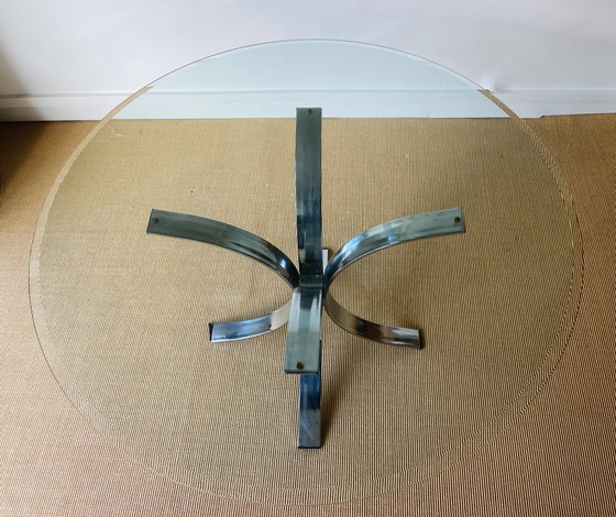 Image 1 of Glazen ronde eettafel, circa 1970