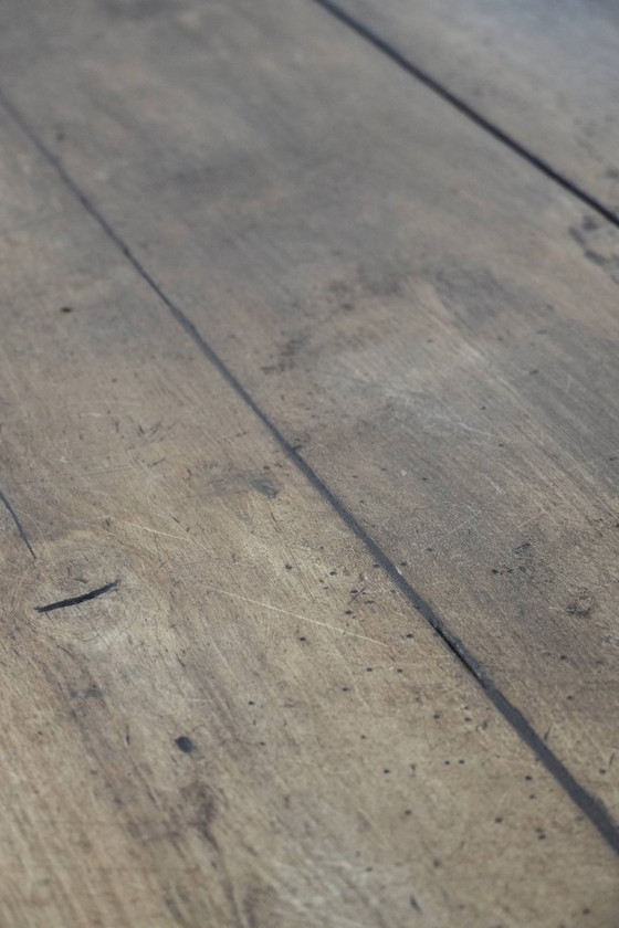 Image 1 of Robust antique French 6-person dining table made of fruit wood with 3 drawers from the late 18th century