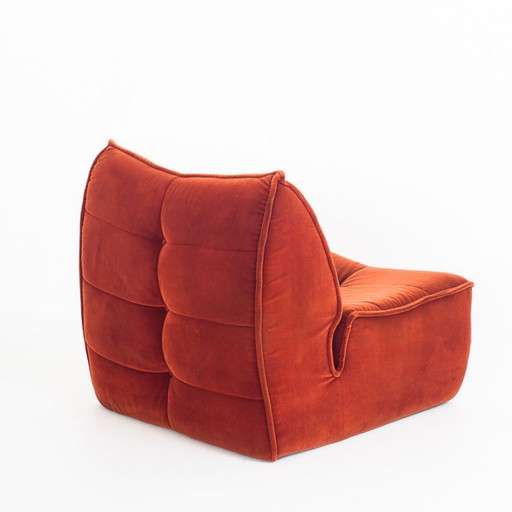 Fauteuil lounge vintage en velours. Distribué par Cinna. France, années 1980. – Velvet (photo 2 of 12)