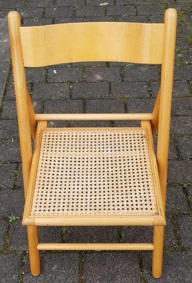 Image 1 of Chaises pliantes en bois vintage avec sièges en tresse viennoise, lot de 4