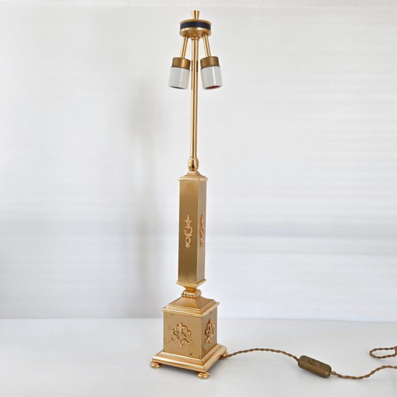 Image 1 of Vintage 1970s table lamp signed Sciolari, bronze and gilt brass, 70s