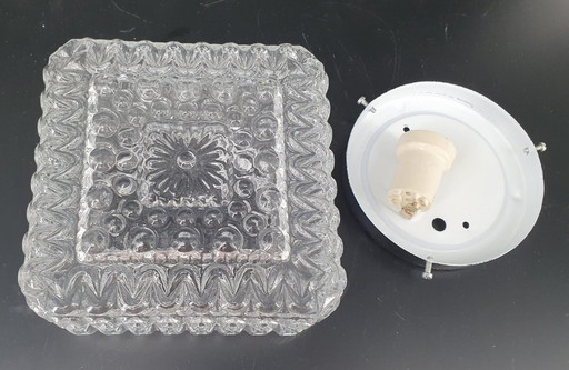 2242 Massive ceiling lamp square relief glass