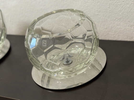 Fendi Casa Heavy Crystal Glass Sphere Vases (Set of 2) (photo 8 of 8)