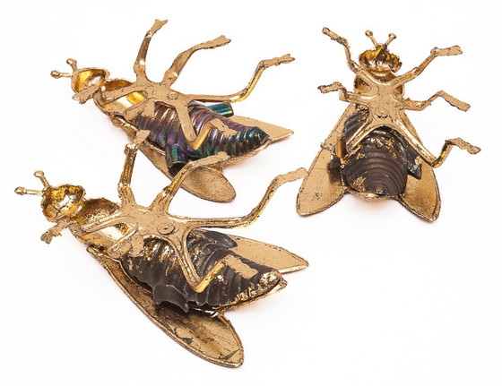 Set van 3 gouden vliegenasbakken – Decoratieve objecten, Metal, Gold (photo 5 of 8)