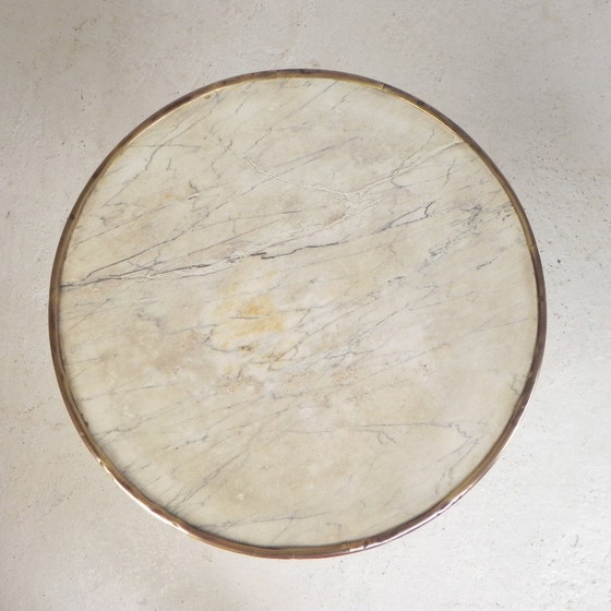 Table de bistrot avec plateau en marbre et bordure en laiton, début du XXe siècle – Tables de salle à manger (photo 5 of 20)