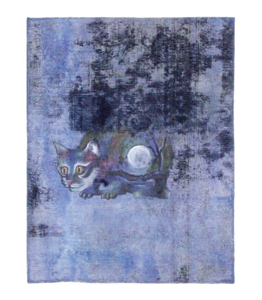 Oriental Hand-knotted Vintage Art Classic & Relief Design 108 x 84 cm Blue Color