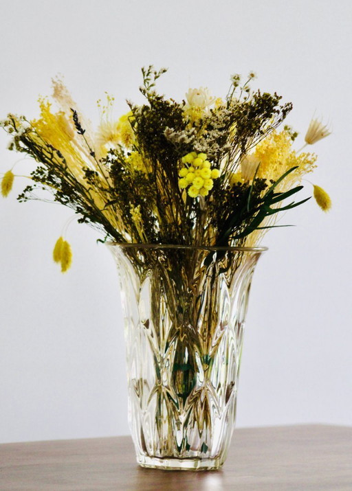 Vase en verre pressé – motif feuillage
