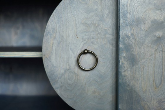 Image 1 of Vintage Mid-Century Modern Italian Turquoise Streamline Sideboard in Birch, 1960s