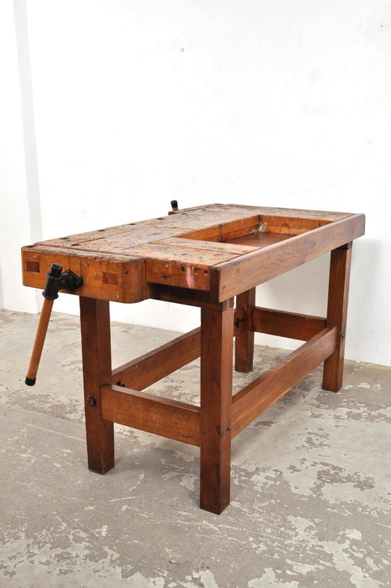 Image 1 of Vintage beech and oak workbench Nooitgedagt