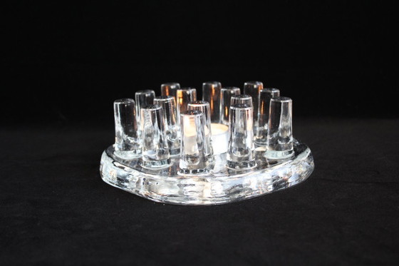 Image 1 of Chauffe-plats en verre vintage des années 1970, grand, lourd, avec tiges, style milieu du siècle, Georgsmarienhütte