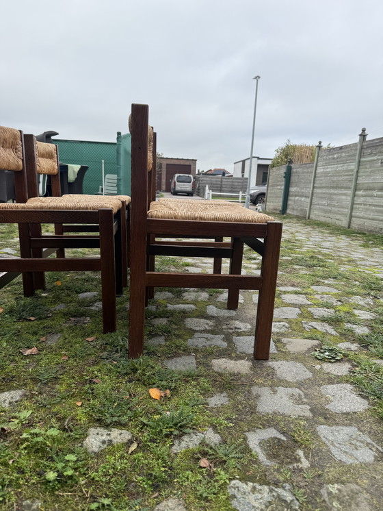 Image 1 of Stoelen Wengé hardhout en rotan (4)