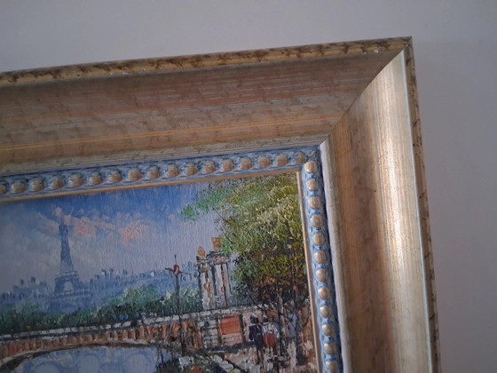 Image 1 of CAROLINE C. BURNETT | Figure/Torre Eiffel/Parigi | Dipinto originale ad olio su cartone