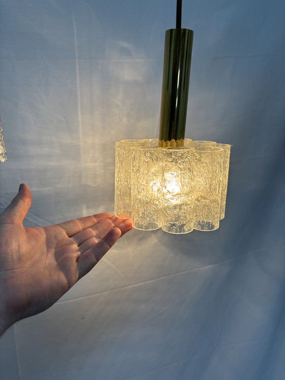 Image 1 of Vintage Doria Leuchten hanging lamp, ice glass tubes '60s/'70s