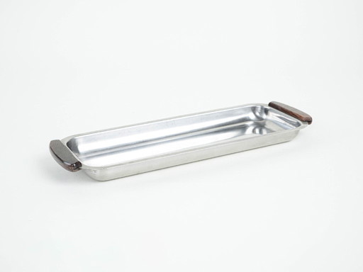 Plateau en acier inoxydable, design danois, années 1970, fabriqué au Danemark