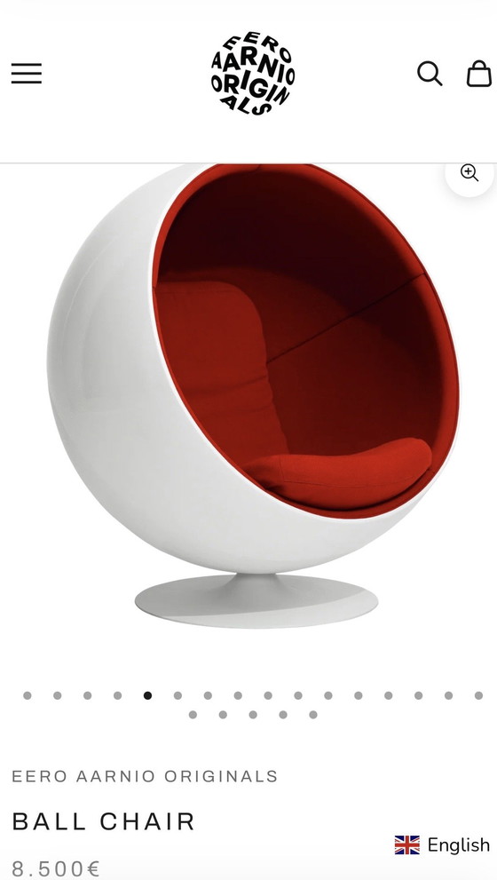 Fauteuil Ball d'Eero Aarnio en rouge classique – Chaises pivotantes, Aluminium, Fiberglass (photo 5 of 5)