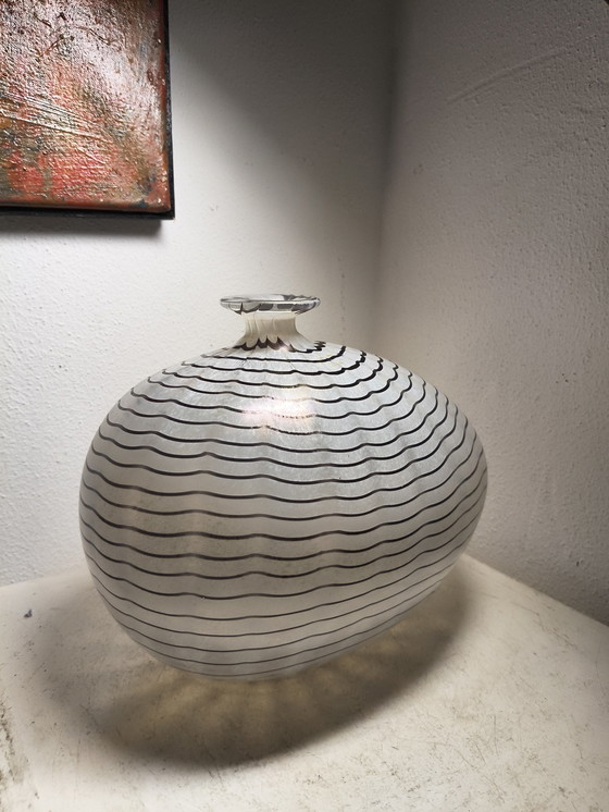 Image 1 of Vintage Kosta Boda 'Aphrodite' Asymmetrical Vase with White Mother of Pearl, designed by Bertil Vallien
Flawless (model 48534)