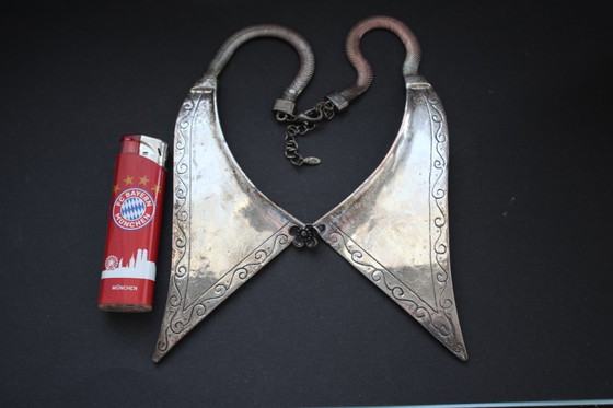 Image 1 of Antique collar necklace, handcrafted silver? Not hallmarked but signed.