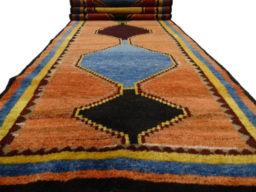 Alfombra Gabbeh semiantigua - 385 x 100 cm - Anudada a mano
