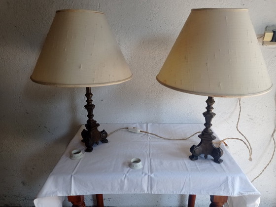 Lamps - Bronze - Transformed Candelabras – Table lamps, Textile (photo 30 of 38)