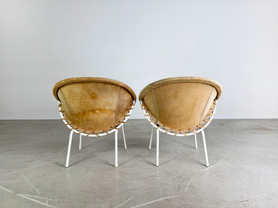 Image 1 of Set van 2 originele midcentury fauteuils Lusch & Co Baloon Chair suède