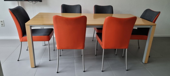 Image 1 of LEOLUX Dining Room Table with 6 BERT PLANTAGIE Dining Room Chairs