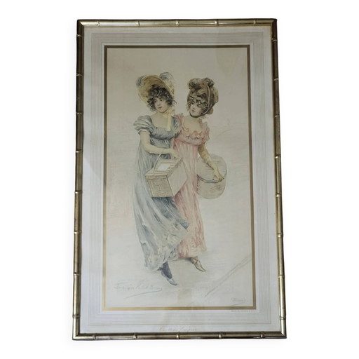 Lithograph, Frédérique Vallet-Bisson, Elegant, 1900s,