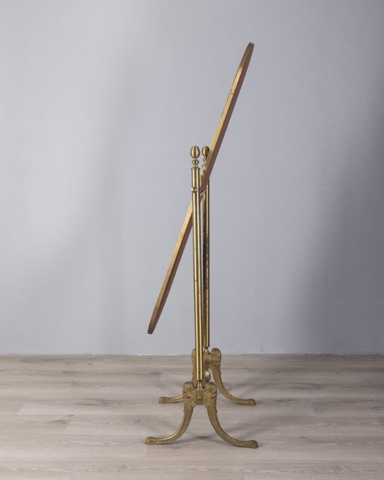 Image 1 of Specchio psiche da terra vintage anni 50 in ottone dorato design Italiano