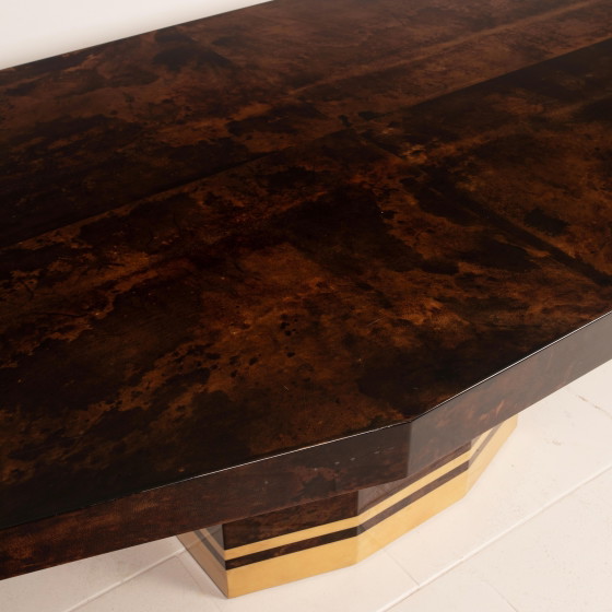 Mesa de comedor de pergamino Mod. 2007D de Willy Rizzo & Nucci Valsecchi para TURA Milano – Mesas de comedor (photo 8 of 20)
