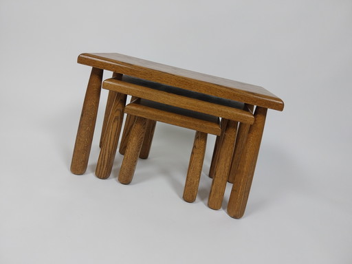 Ensemble de 3 tables d'appoint brutalistes