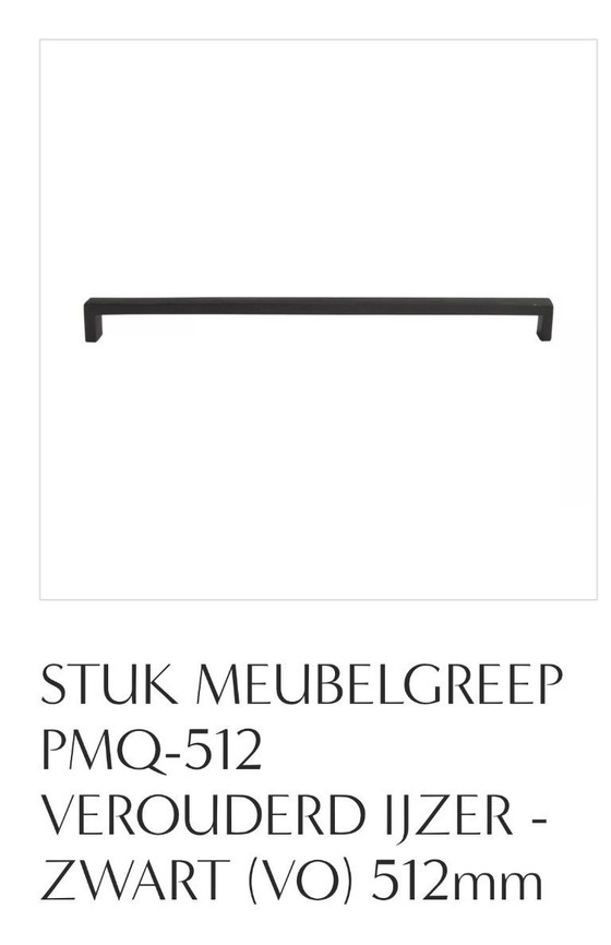 Image 1 of 9x Dauby Pure furniture handle PMQ-512 aged iron black 512 mm