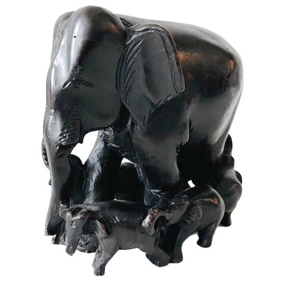 Image 1 of Statue de famille d'éléphants XL du milieu du siècle dernier